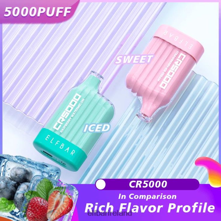 CR5000 Disposable Vape 5000 Puffs Peach Strawberry Watermelon ELFBAR 0080XP25