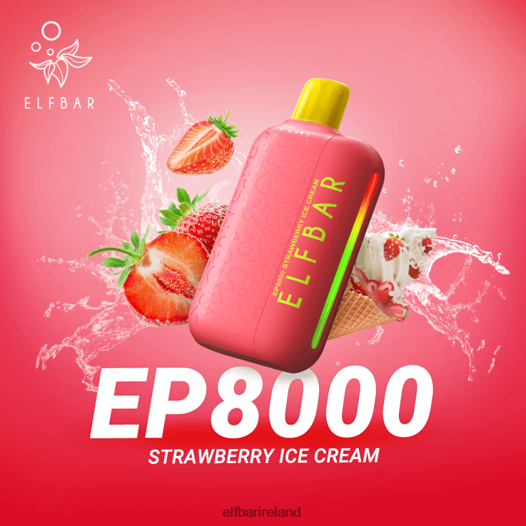 Disposable Vape New EP8000 Puffs Strawberry Ice Cream ELFBAR 0080XP75