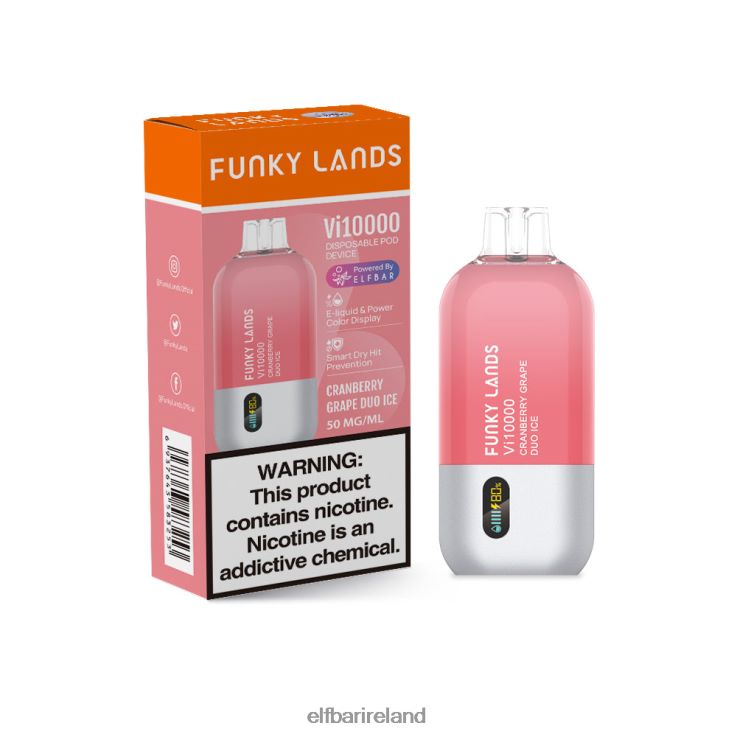 Funky Lands Best Flavor Disposable Vape Vi10000 Grape Series Cranberry Grape Duo Ice ELFBAR 0080XP150