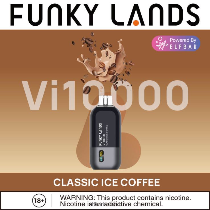 Funky Lands Best Flavor Disposable Vape Vi10000 Iced Series Classic Ice Coffee ELFBAR 0080XP155