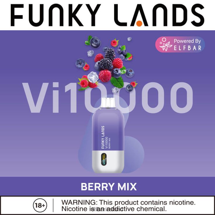 Funky Lands Disposable Vape Vi10000 Puffs Berry Mix ELFBAR 0080XP159