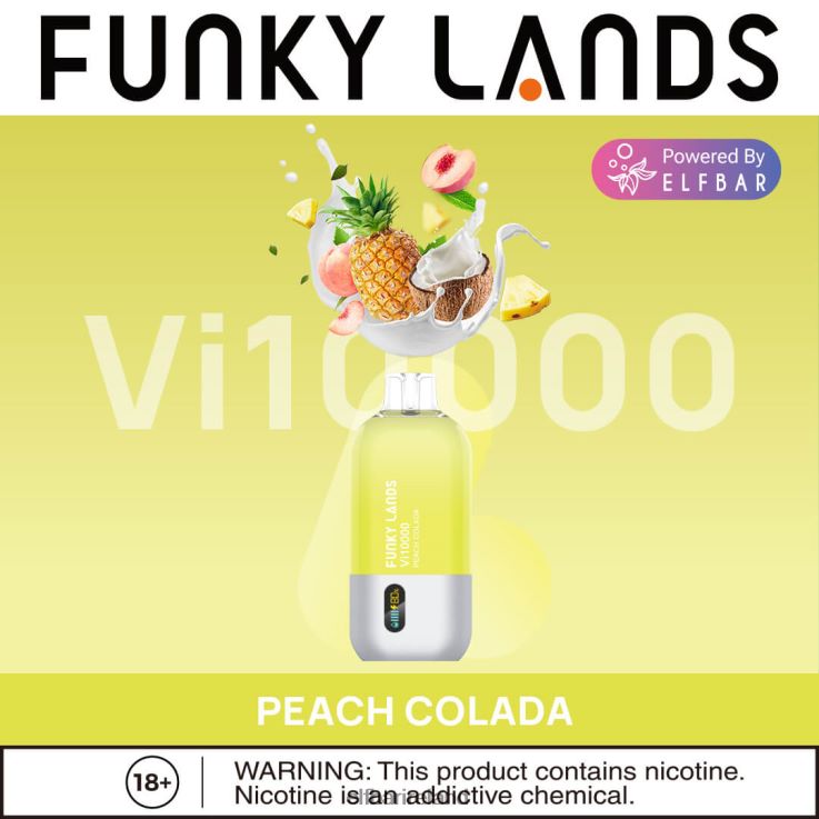Funky Lands Disposable Vape Vi10000 Puffs Peach Colada ELFBAR 0080XP162