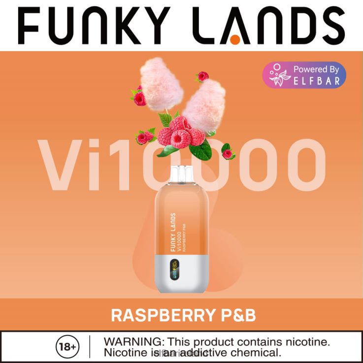 Funky Lands Disposable Vape Vi10000 Puffs Raspberry P&B ELFBAR 0080XP167