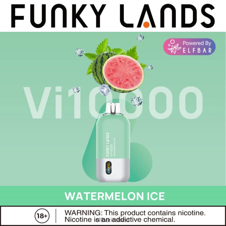 Funky Lands Disposable Vape Vi10000 Puffs Watermelon Ice ELFBAR 0080XP168
